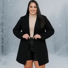 Sobretudo Plus Size Lã Batida Feminino Casaco Parka Moda Feminina Tendencia GG G1 G2