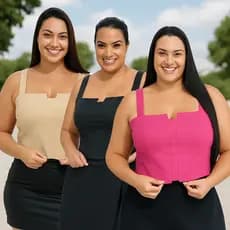 Kit 3 Cropped Top Plus Size Alfaiataria Luxo Com Detalhe Lastex Moda Feminina G1 G2 G3