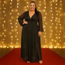 Vestido Festa Plus Size Longo Feminino Com Brilho 2 Em1 Promoção G1 G2 G3