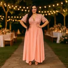 Vestido Festa Plus Size Longo Com Renda Moda Elegante Tendencia G1g2g3