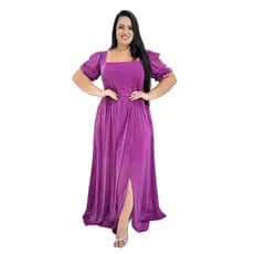 Vestido Feminino Plus Size Festa Longo Decote Quadrado Lindo G1 G2 G3