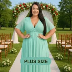 Vestido Longo de Madrinha Elegante com Brilho Suave e Decote Transpassado – Caimento Fluido e Sofisticado