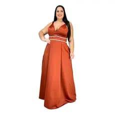 Vestido Lia Benta Plus Size Longo Decote V Festa Strass