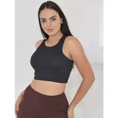 Cropped Canelado com  Bojo Betty Estilo Old Money