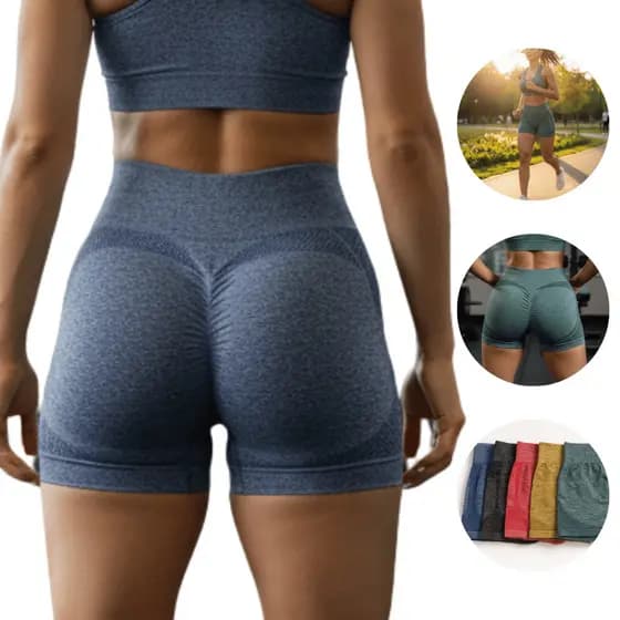 Shorts Feminino Fitness Cintura Alta Levanta Bumbum Seamless Academia