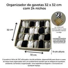Organizador de Gavetas com 24 Compartimentos Nicho Colmeia