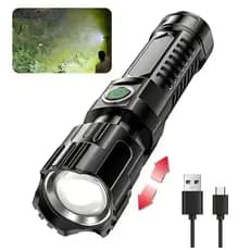 Lanterna LED Super Potente Recarregável USB para Pesca, Sítio, Fazenda, Acampamento, Segurança