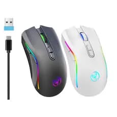 HXSJ T69 Mouse sem fio 2.4GHz recarregável RGB 4800 DPI 7 Botões