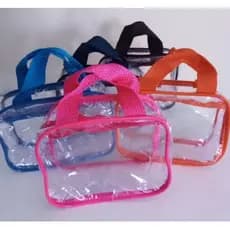 kit 25 Necessaire mini tipo cristal com alça organizadora de maquiagem 15x12cm