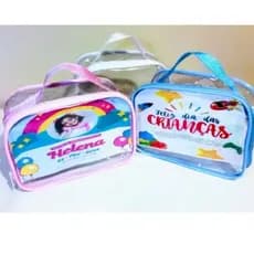 kit 05 Necessaire cristal com alça para lembrancinhas 20x15cm