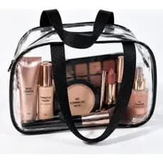 kit 15 mochilinha meia lua cristal transparente lembrancinha maquiagem organizador