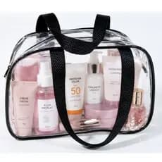 Mochilinha meia lua cristal transparente lembrancinha maquiagem organizador