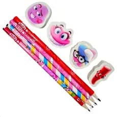 Lápis Escolar Grafite Com Borracha Fini Leonora Kit 4 Unidades
