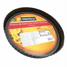 Forma Crespa Solta Fundo Removivel Redonda Assadeira Para Torta Doces Aço Carbono Antiaderente 26cm