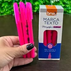 Kit 12 Marca Texto Rosa BRW Grifar Destacar Canetas Marca Texto Escolar Escritório