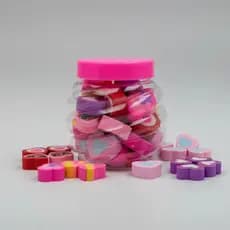 Borracha Mini Formato de Coração Pote com 24 Borrachas Sortidas BRW
