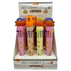 Caneta Esferográfica Capivara 10 Cores 0.7 mm BRW Multicolorida