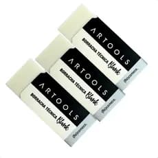 Kit 3 Borracha Técnica Artistica Artools Blank Sem Sujeira Macia Branca