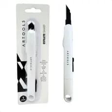 Estilete Profissional Estreito De Precisão Plast Artools Branco Lâmina 9mm 30 Graus