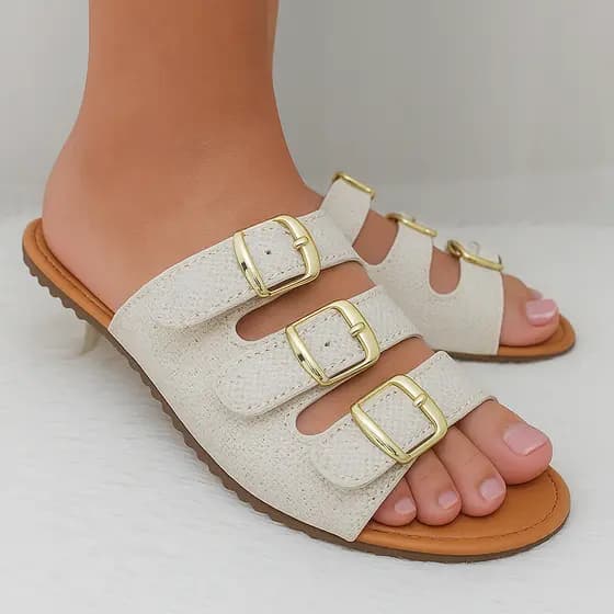 Sandália Feminina Rasteirinha Chinelo 3 FIVELAS Rasteira confortável LEVE e Fácil de calçar na Moda
