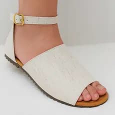 Sandália Feminina Rasteirinha Plana Super confortável nas cores PRETO E MARFIM Promoção Shopee