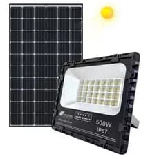 Refletor Painel Solar 500W LED Bateria Litio Recarregável Com Controle Branco Frio IP67