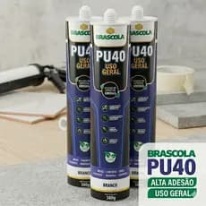 PU 40 Brascola KIT C/3 Cola Selante Para Vedação, Selagem e Fixação 380 Gramas Cinza, branco e preto