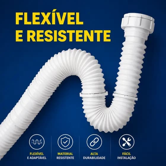 Sifão Universal Flexível Tigre para Pia, Cozinha, Tanque, Lavatório