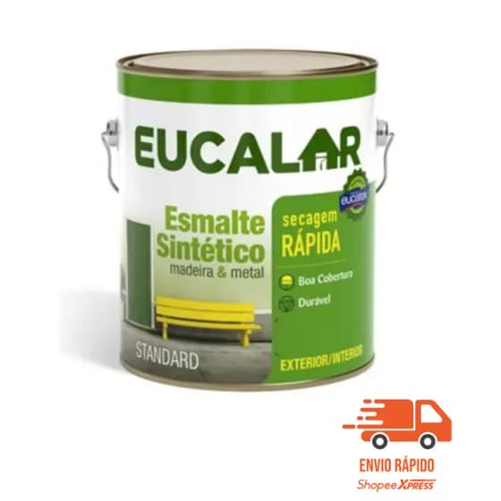 Tinta Esmalte Sintético Eucalux Eucatex 3,6L Brilhante, Secagem Rápida Madeira Metal, Várias Cores