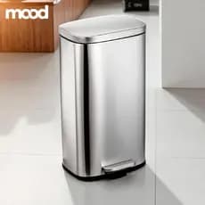 Lixeira Inox Mood 20L com Pedal 🗑️Tampa com Fechamento Suave e Cesto Removível Formato Retangular