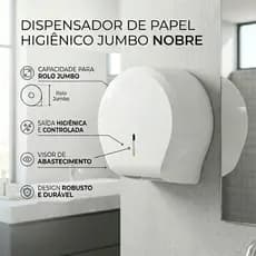Dispenser para Papel Higiênico Rolo Jumbo 🧻 | Até 500m Suporte de Parede para Banheiro Branco Nobre