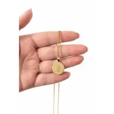 Colar Folheado com Medalhas Pingente de Nossa Senhora São Bento