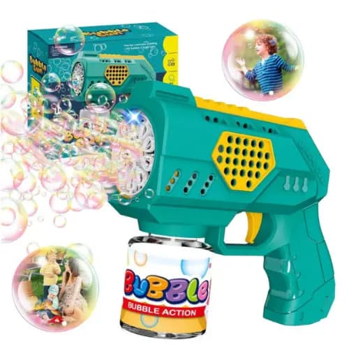 Brinquedo Maquina Lança Bolha De Sabão P/ Criança Pistola Agua C/ Luz