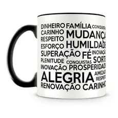 Caneca Alegria Familia Felicidade Desejo Xicara Ceramica