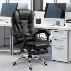 Aumentar Cadeira de Escritório Presidente Ergonômica Reclinável c/ Apoio de Pés Home Office Confortável Suporta 150kg