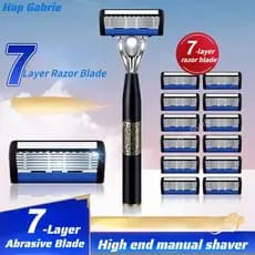 Lâminas De Barbear De 7 Camadas/Navalha De Segurança Para Homens/Aparador De Precisão Com Faixa De Lubrificação Masculin