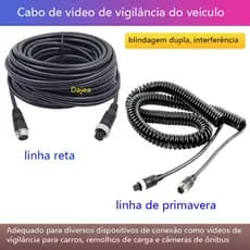 Dajea {cabo de extensão de plugue de aviação de 4 pinos} cabo de extensão de câmera de carro, blindagem dupla Anti-inter