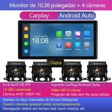 Dajea {tela sensível ao toque CarPlay de 10,36 polegadas + 4 câmeras} compatível com CarPlay/Android Auto, navegação onl