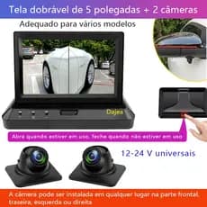 Dajea {Tela dobrável de 5 polegadas + 2 câmeras} Ampla faixa de tensão de 12-24V, adequada para diversos modelos de veíc
