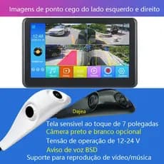 O Dajea (tela sensível ao toque de 7 polegadas + 2 câmeras duplas) possui imagens de ponto cego laterais (esquerdo e dir