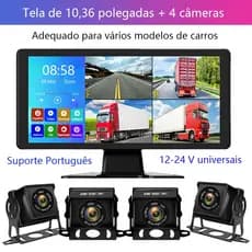 Dajea {tela sensível ao toque de 10,36 polegadas + 4 câmeras} Ampla faixa de tensão de 12-24V, suporta espelhamento de t
