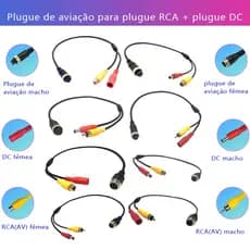Dajea {Plugue de aviação de 4 pinos para RCA (AV) + cabo DC} Adequado para plugue de aviação 12-24V para RCA/DC macho fê