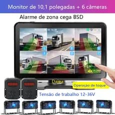 Dajea {tela de 10,1 polegadas + 6 câmeras + 2 alarmes} Tensão ampla de 12-36V, adequada para | veículos conectados | sem