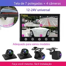 Dajea {tela de 7 polegadas + 4 câmeras} Ampla faixa de voltagem de 12-24V, visão noturna de alta definição, adequada par