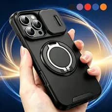 Para iPhone 17e 16e 16 17 Pro Max 12 13 14 15 Armadura Girar Com Anel Suporte Lente Da Câmera Caso Anti-Risco