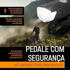Farol Lanterna Bike Recarregável Usb Led Cree Gb-718