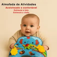 Almofada de Atividades Bebê: Lavável, Acolchoada. Estimula Tato, Visão e Coordenação Motora!