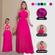 Vestido Longo Festa Elegante | Frente Única com Amarração nas Costas | Tecido Duna com Bojo e Forro | Madrinha Casamento