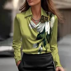 2026 Nova Blusa Feminina Elegante Camisa De Cetim Vintage Blusas De Seda E Camisas Viajando Branco Outono Mangas Comprid