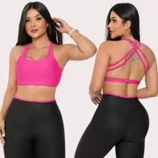Conjunto Fitness Legging Top Fitness Calça Cós Alto Roupa De Academia